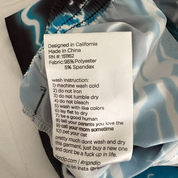 RIPNDIP Men's Nikola Swim Shorts Black/Blue Size S NWT - Picture 10 of 12